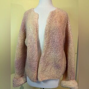 Sat Suma Organic Wool Pink Open-Front Sweater